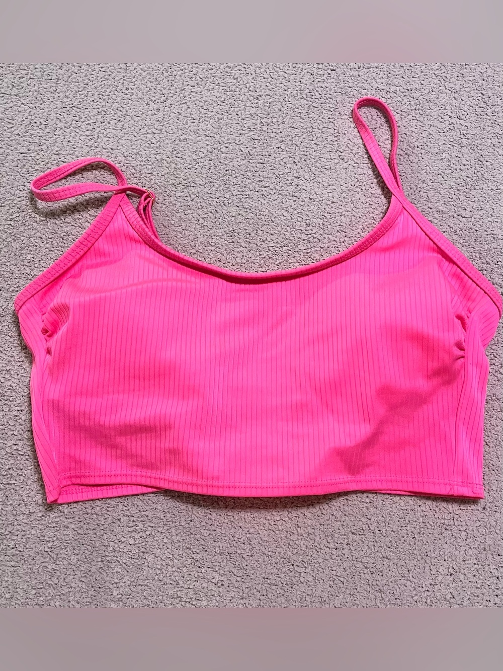 wild fable Neon Pink Ribbed Swim Crop Top